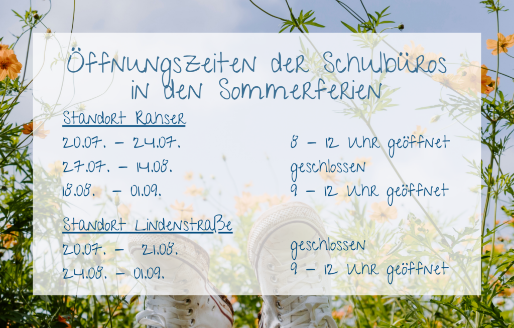 Erreichbarkeit in den Sommerferien